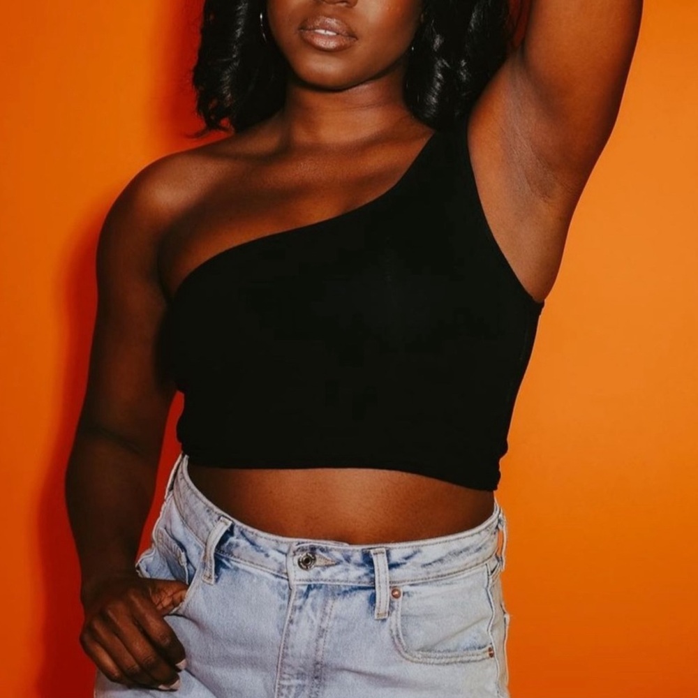 Klassy Network Black One-Shoulder Brami Crop